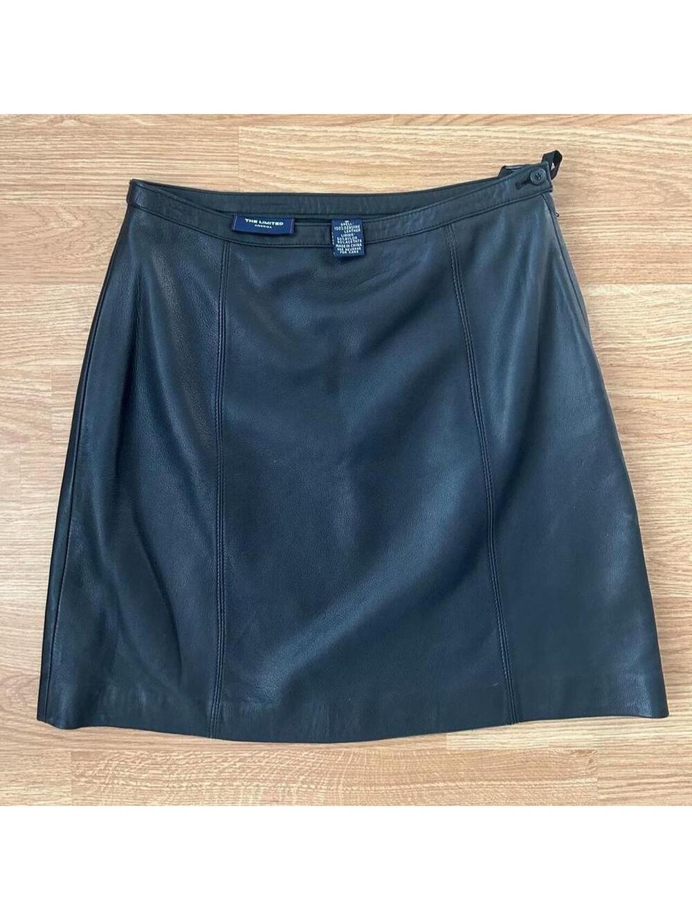 Genuine Leather Vintage The Limited America Black Skirt